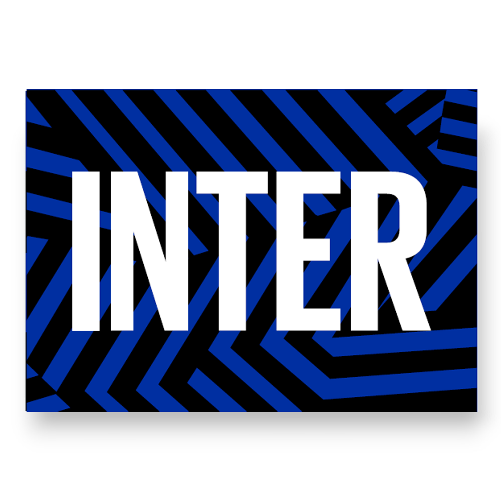 INTER - BANDIERA GRAFICA GEOMETRICA CON WORDMARK INTER PICCOLA 70 X 50 CM