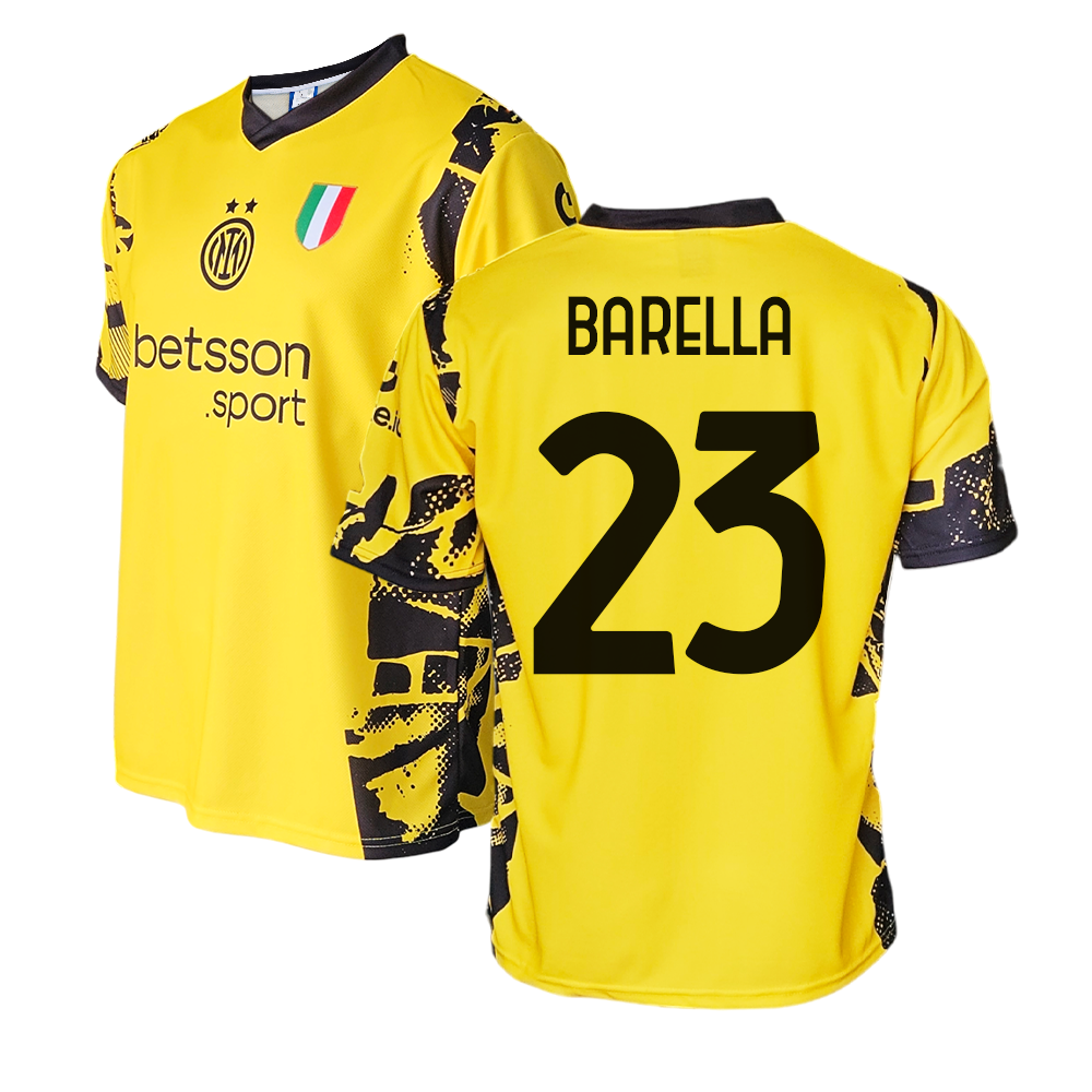 Maglietta Barella Uomo Maglia Nicolo Barella #23 Bianco Grigio Kit