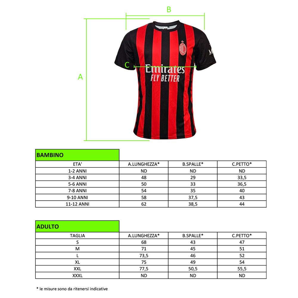 MILAN - MAGLIA REPLICA UFFICIALE HOME ADULTO / BAMBINO 2025/2026