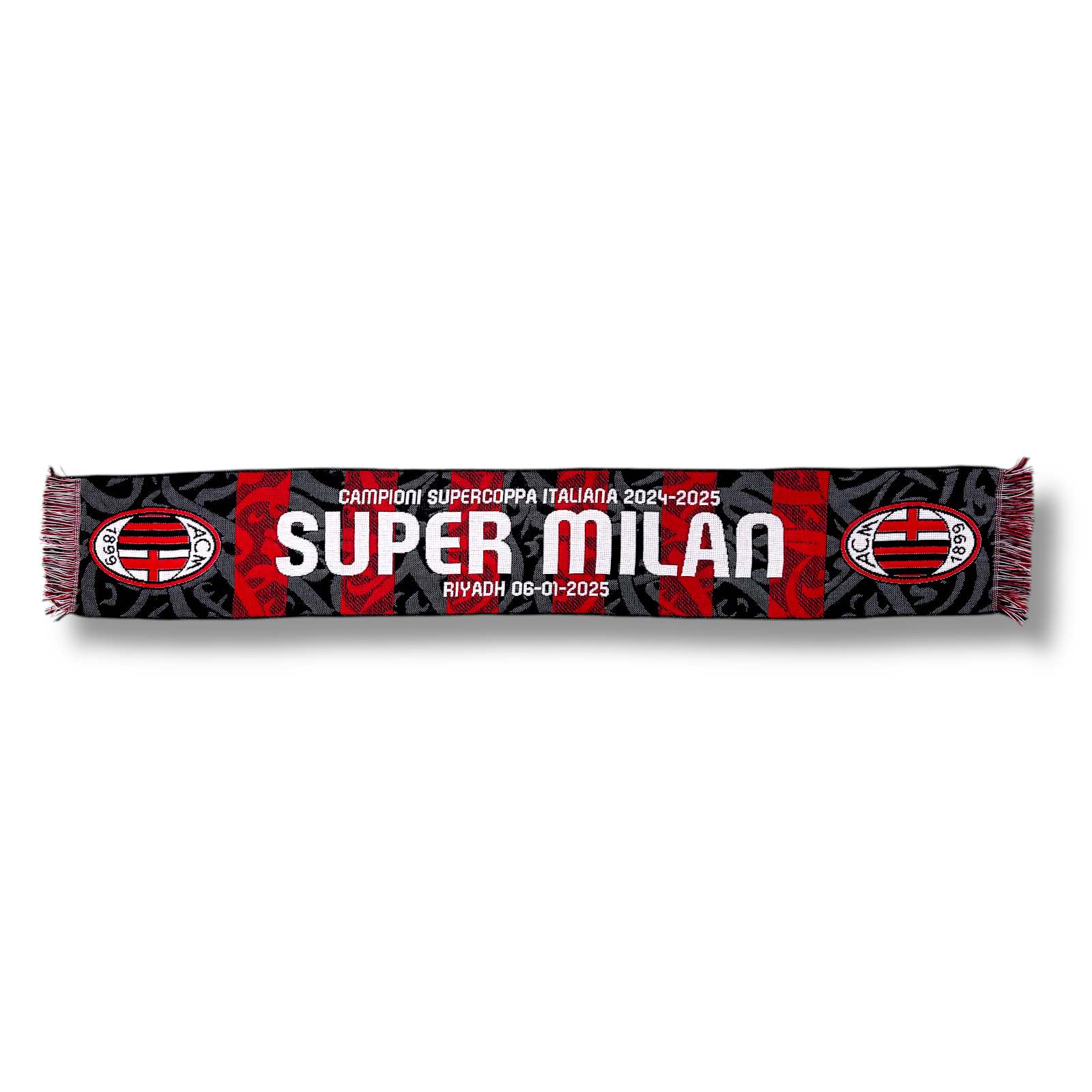 Sciarpa Jacquard AC Milan, Celebrativa Per La Vincita Della Supercoppa Italiana 24 25 Prodotto Ufficiale 100 Acrilico Made In Italy 1438321804