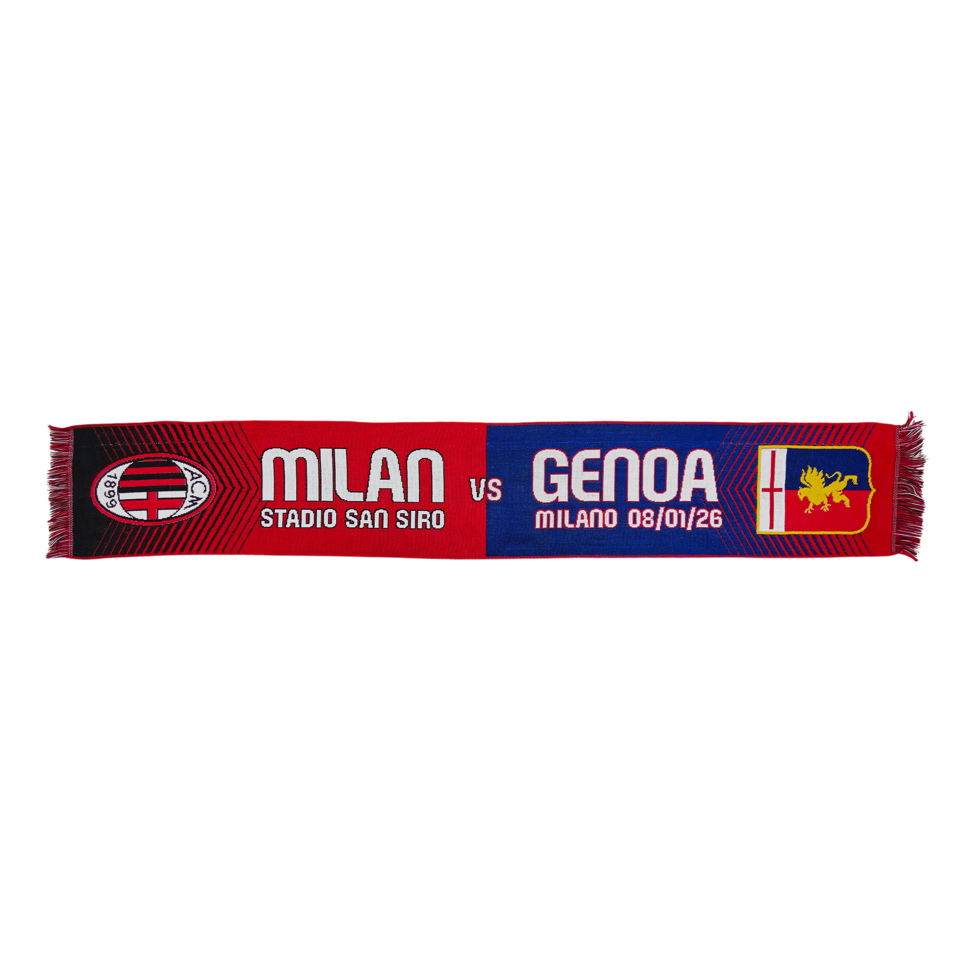 Sciarpa Ufficiale AC Milan In Jacquard - 100% Acrilico, Colori Rosso, Nero E Bianco, Made In Italy Sciarpa Ufficiale AC Milan In Jacquard - 100% Acrilico, Colori Rosso, Nero E Bianco, Made In Italy