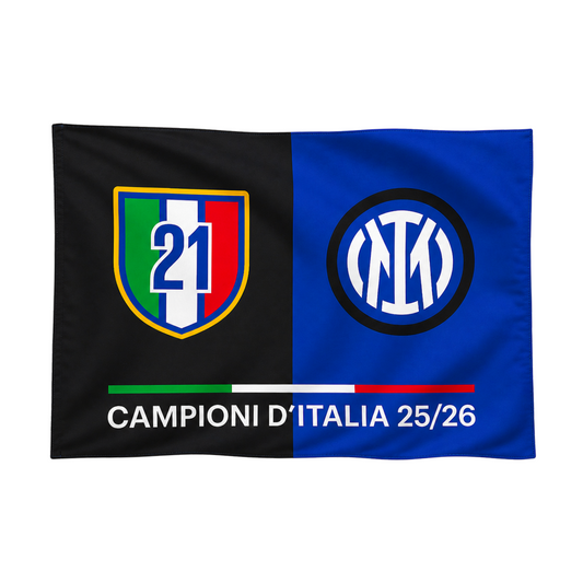 INTER - BANDIERA CELEBRATIVA CAMPIONI D'ITALIA 21° SCUDETTO 2026, 140X100 CM